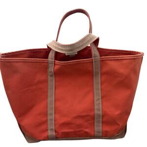 Vintage LL Bean Boat and Tote Canvas Bag Brown and Orange